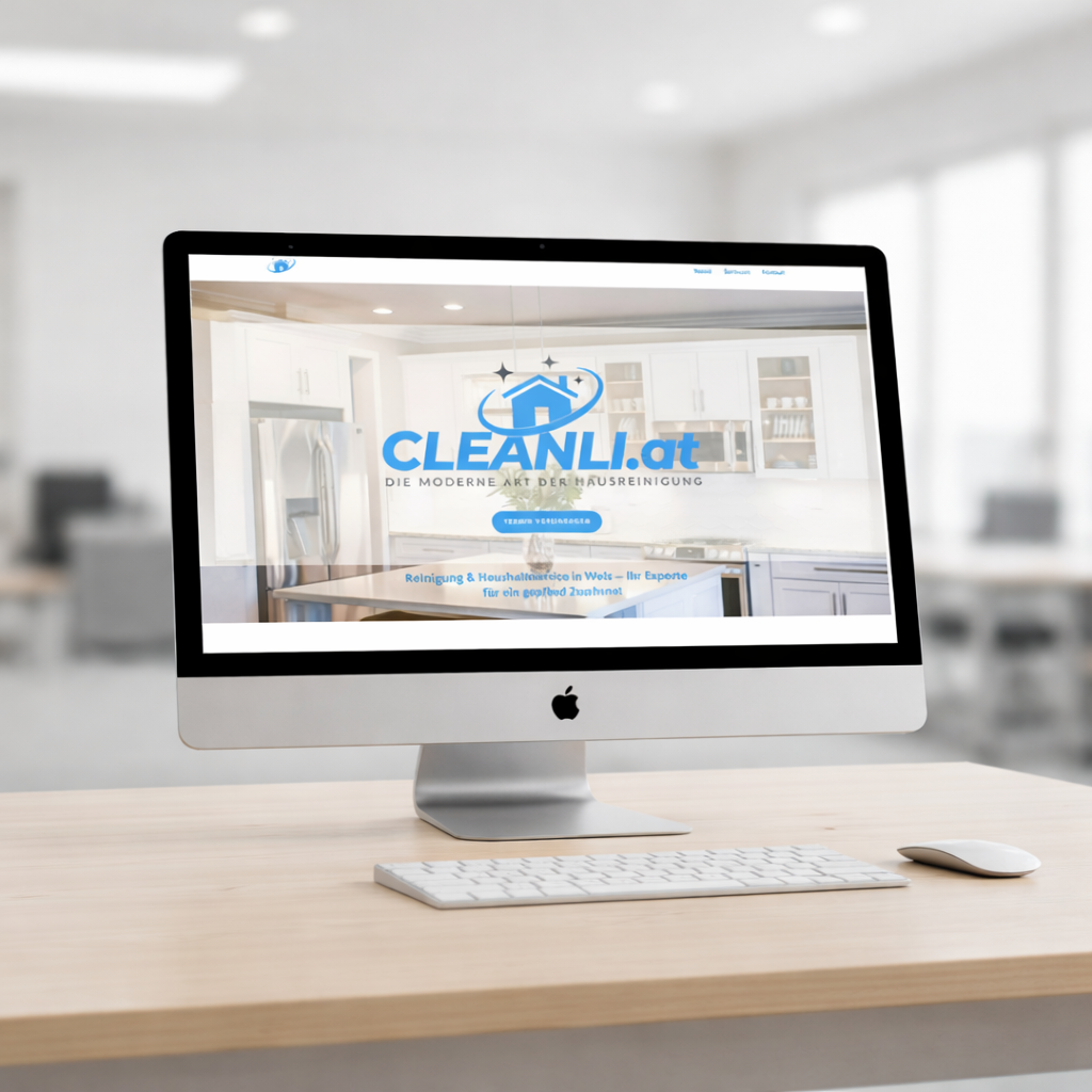 Cleanli.at – Webseite Mockup auf iMac